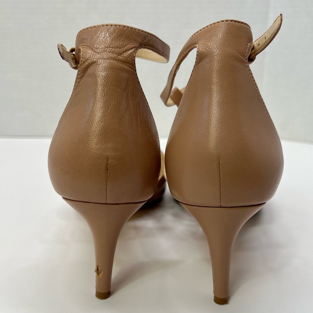 Nude Kitten Heels Pointed Toe T Strap Pumps Low Heel Work Shoes Mary Jane Heeled - Picture 5 of 17